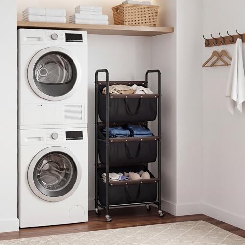 GRANNY SAYS 3 Tiered Laundry Sorter, Narrow Hamper Cart - Image 6