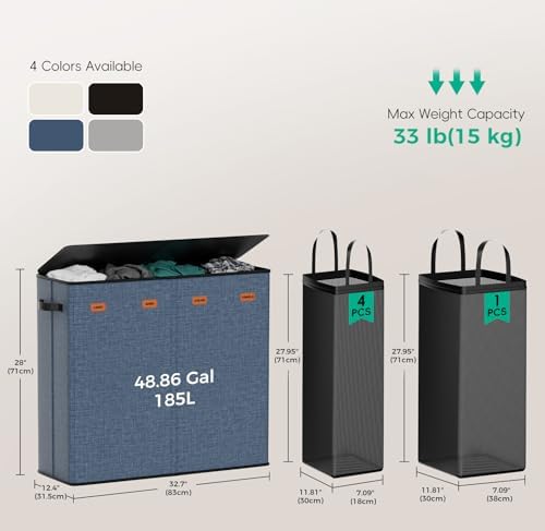 185L Laundry Hamper 4 Section - Image 5