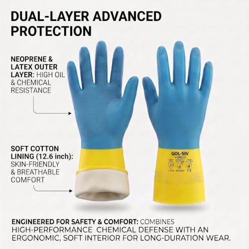 Neoprene Latex Blend Chemical Gloves, Heavy Duty Rubber Gloves, 20 Mil Thick - Image 6