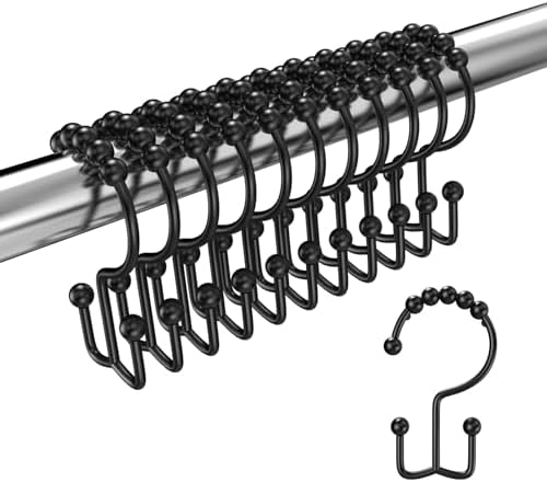 Black Shower Curtain Hooks Double Sided by LBYOJKD