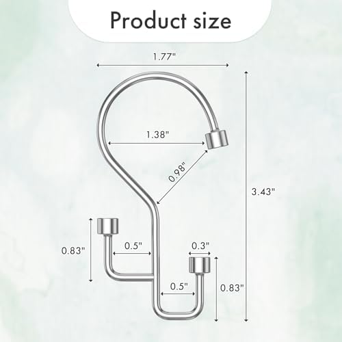 Bathway 12-Pack Double Shower Curtain Hooks, Rust-Resistant Metal Shower - Image 2