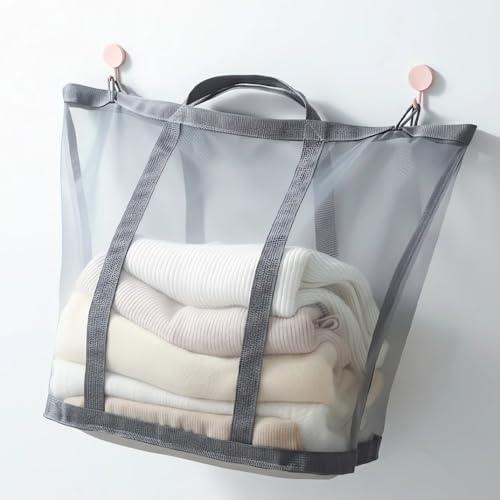 Wall-Mounted Foldable Laundry Basket, 41L Mesh Hamper by YAGIZAAI