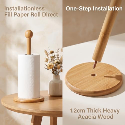 Bamboo Paper Towel Holder, 11.8" Countertop Paper Towel Holder - Image 3