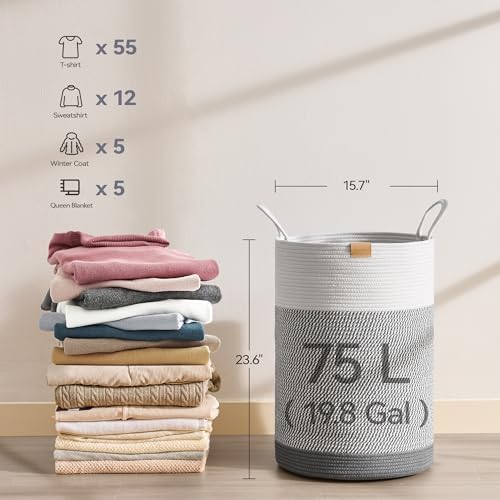 Nunsino Laundry Hamper 75L, Large Laundry Basket - Image 6