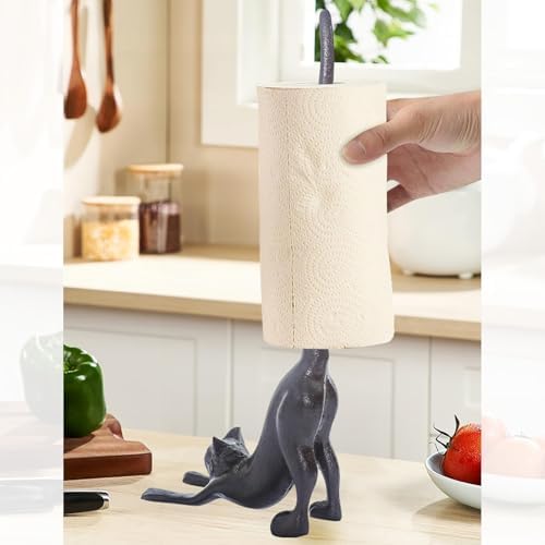 Cat Paper Towel Holder 17'' Cast Iron Paper Towel Holder Funny Toilet Paper - Image 5