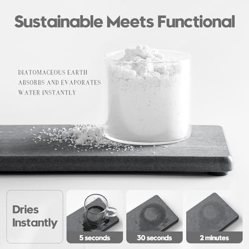 3PCS Water Absorbing Soap Dish Sponge Holder, Diatomite Stone Drying Tray Mat - Image 5