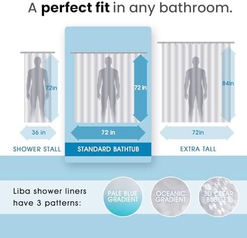 LiBa PEVA Shower Curtain Liner - 8G Waterproof Shower Liner - Image 4