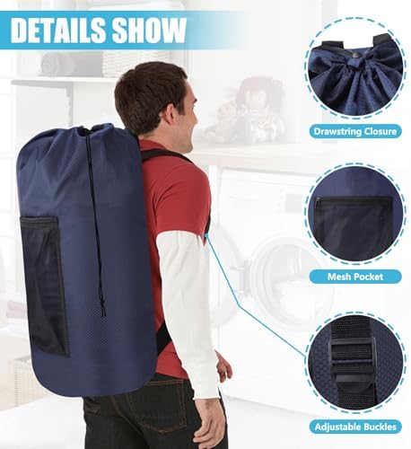 Portable with Adjustable Shoulder Straps Travel Dirty Laundry Bag, with - Image 4
