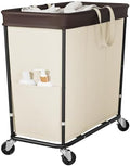 320L Laundry Basket with Wheels, 3-Section Rolling Hamper by Wawocs
