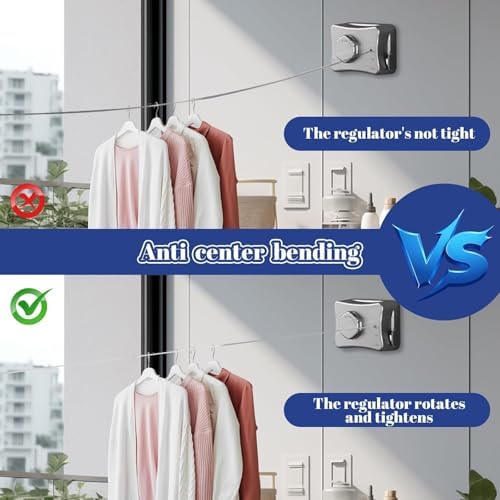 Retractable Clothesline-Heavy Duty Stainless Steel 16.7 Ft Adjustable Space - Image 6