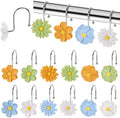 Flower Shower Curtain Hooks, 12 Pack Rustproof Stainless Steel Decorative by GNUEYART