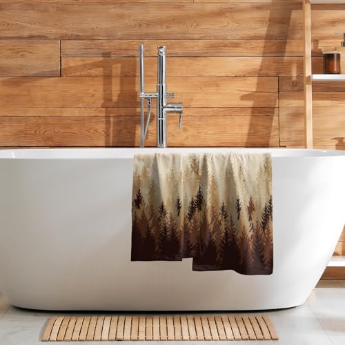 Brown Yellow Misty Forest Hand Towels Set of 2 Fall Mountain Woodland - Image 7