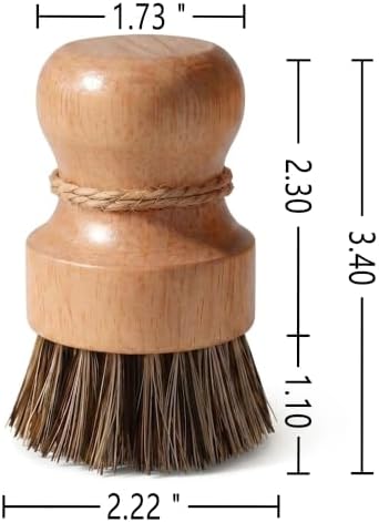 Wood Dish Brush, Natural Fiber Kitchen Scrubber - Image 2