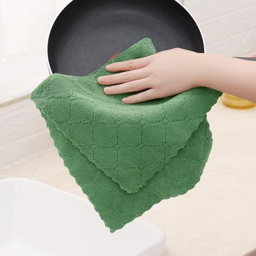 Homaxy 12 Pack Super Soft Absorbent Dish Towels, Grass Green - Image 4