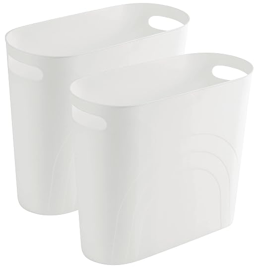 Small Bathroom Trash Can, 3.5 Gallon Slim Garbage Can, 2 Pack White | Plastic by rejomiik