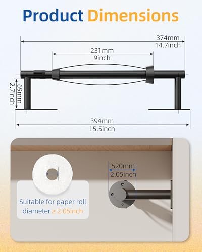 RUACQ Paper Towel Holder Under Cabinet, One Hand Tearing, Matte Black - Image 6