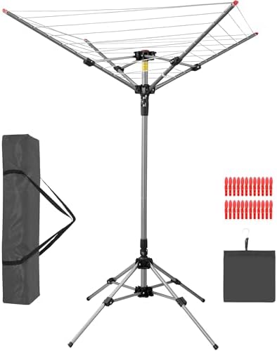 Outdoor Clothes Drying Rack, Portable Umbrella Clothesline, 4-Arm 8 Lines of 82 by Unknown