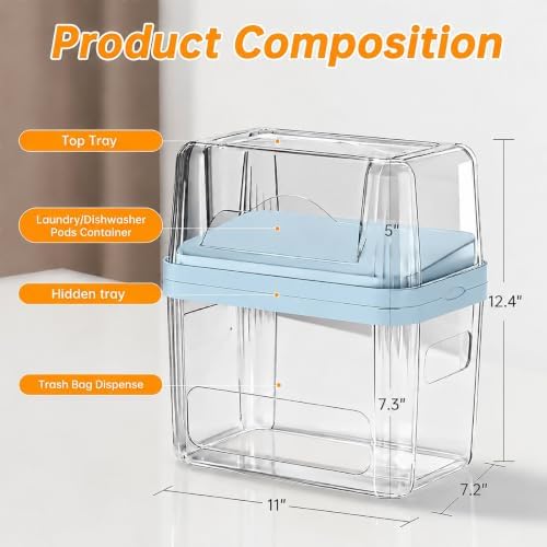 2-in-1 Trash Bag Holder Laundry & Dishwasher Pods Container, Garbage Bag - Image 2