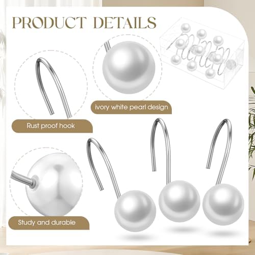 Threehoney 12 Pcs Cute Shower Curtain Hooks Shower Curtain Ring - Image 3