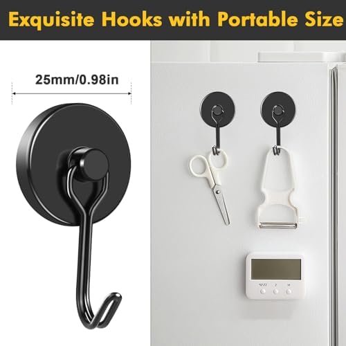 MIKEDE Black Magnetic Hooks Heavy Duty 80LB+ Swivel Strong Magnet Hook - Image 3