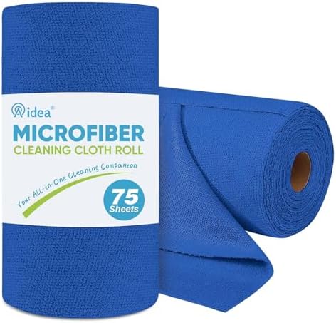 AIDEA Microfiber Cleaning Cloth Roll-75PK, Paper Towels 11.5×11.5", Dark Blue by AIDEAHOME