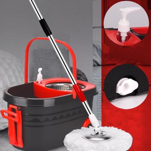 Spin Mop and Bucket with Wringer Set, 360° Rotating Head Mop Bucket System with - Image 5