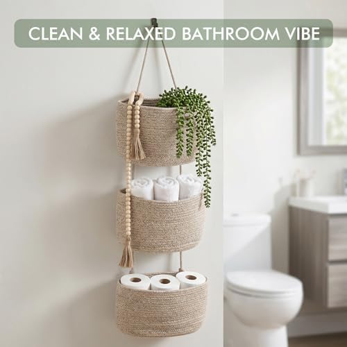 Wall Hanging Rope Baskets 3-Tier Boho Organizers - Image 6