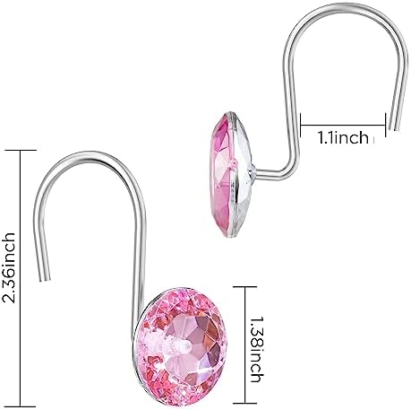 HBlife 12 Pcs Acrylic Decorative Rolling Diamond Shower Curtain Hooks Rust - Image 2
