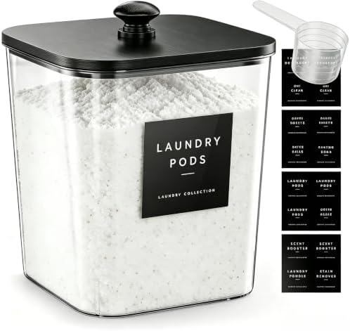 Moforoco 1 Pack Black Laundry Pods Container, Large Detergent Powder Storage by MOFOROCO
