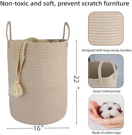 XUANGUO Cotton Rope Laundry Basket Hamper - Image 2