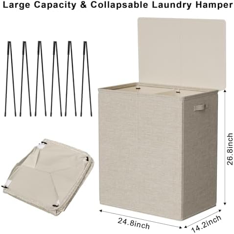 WOWLIVE 154L Double Laundry Hamper 2 Section - Image 5