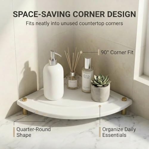 Corner Counter Shelf, Water Absorbing Stone Drying Tray Mat - Image 2