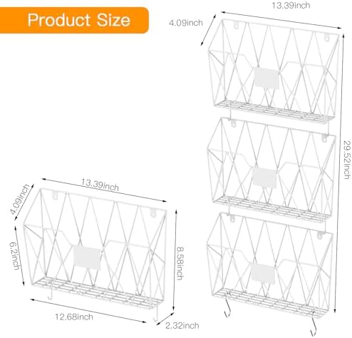 YBING Wall File Organizer 6 Pack Mesh Wire Hanging File Holder - Image 7