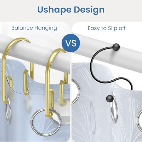 Gold Shower Curtain Hooks Rings ，Double Sided Shower Curtain Rings Rust - Image 2