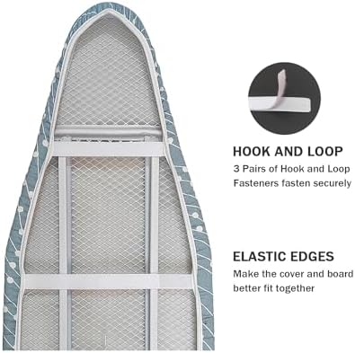 Ironing Board Cover and Pad Standard Size 15" x 54", 3 Pairs of Hook and Loop - Image 4