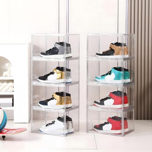 MMBABY 12 Pack Acrylic Clear Shoe Boxes Side Open Clear Plastic Stackable - Image 4