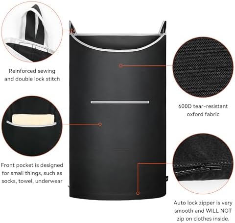 XL Hanging Laundry Hamper, Over Door/Wall Mount, Large Capacity, Modern Design - Image 6