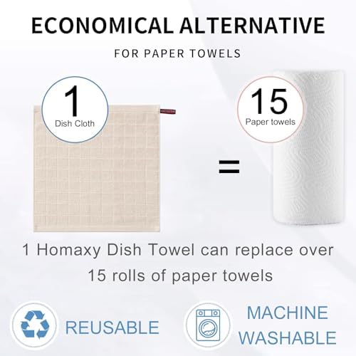 Homaxy 100% Cotton Terry Kitchen Dish Cloths, 6 Pack - Image 6