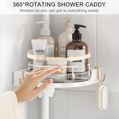 360° Rotating Corner Shower Caddy Tension Pole Organizer - Image 3