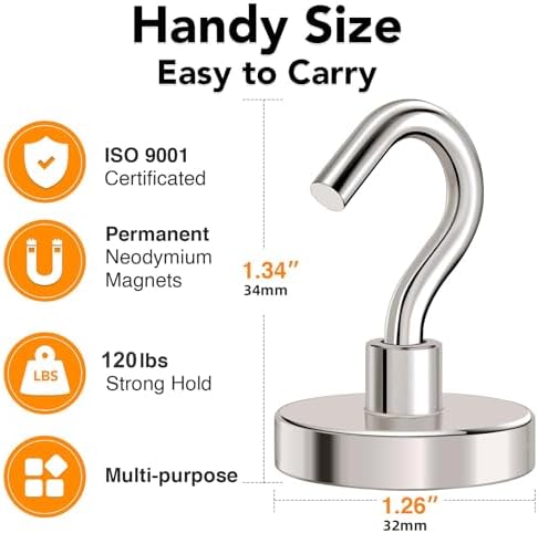 MIKEDE Magnetic Hooks Heavy Duty 120LB+ Strong Magnet - Image 4