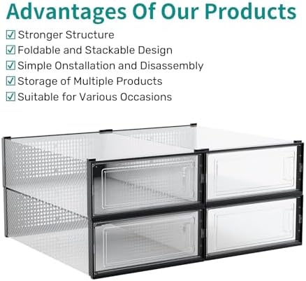 8-Piece Boot and Shoe Storage Box, Stackable Clear Plastic Shoe Box, - Image 7