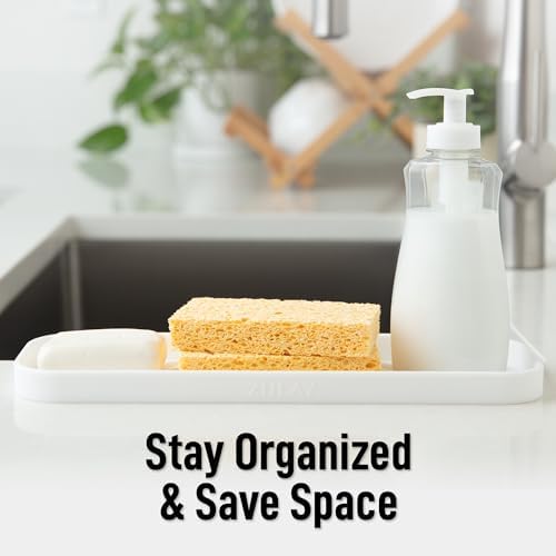 Zulay Kitchen Large Silicone Sponge Holder – Flexible Sink Organizer Tray - Image 6