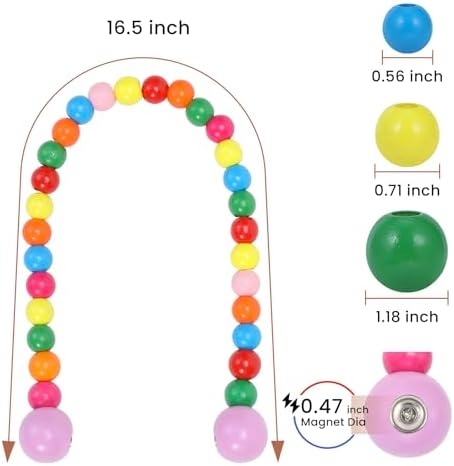 KLOGTSIND Magnetic Curtain Tiebacks, 2 Pack Wood Bead Curtain Holdbacks - Image 3