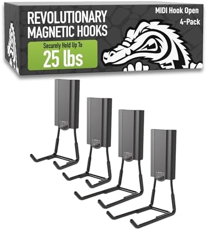 GATOR MAGNETICS MIDI 2.5 & 4" Open Hooks, 25 lb Heavy Duty Magnetic Hooks by GatorMagnetics