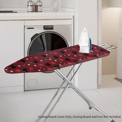 Red Love Heart Ironing Board Cover, 15 x 54 Applicable Standard Size Happy - Image 2
