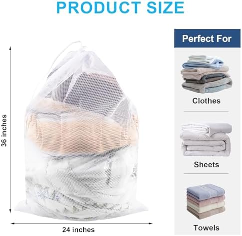 2 Pack Large Mesh Laundry Bags - Image 2