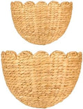 LUSYDECO Set of 2 Scalloped Wicker Wall Storage Basket, Woven Boho Wall Decor by RattanWebbingMeshRolls