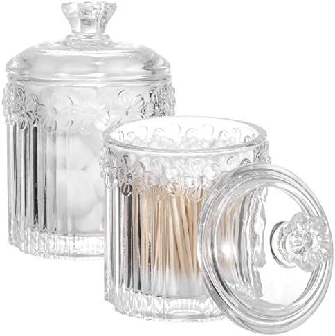 rejomiik 2 Pack Qtip Holder Glass Apothecary Jars by rejomiik