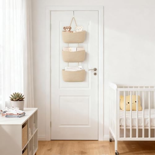 Dahey Over The Door Hanging Basket Storage 3-Tier Woven Wall Basket - Image 6