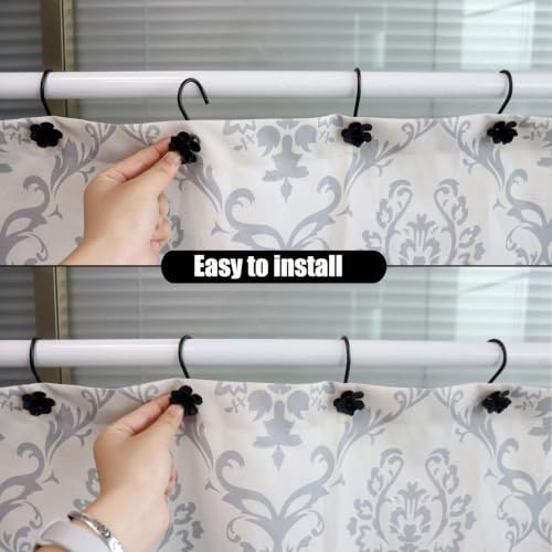 Decorative Shower Curtain Hooks, Rustproof Metal Flower Shower Curtain Rings - Image 3
